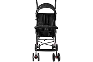 HUOLE Cochecito de caña de bebé ultraligero, compacto, plegable e inclinable desde el nacimiento hasta 25 kg, con sistema Trolley, funda de lluvia y capucha extensible D-negro