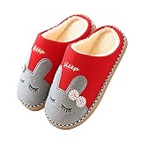  Cliont Nette Katze Hausschuhe Indoor Winter Hausschuhe rutschfeste Schuhe Frauen und Männer 39/40 EU Hase