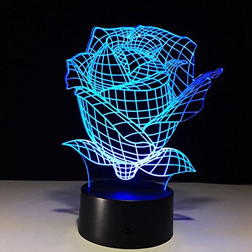 New 3D Rose LED Night Light Touch Table Desk Lamps 7 Color Changing Illusion Lights with Acrylic Flat ABS Base USB Charger for Christmas Gift