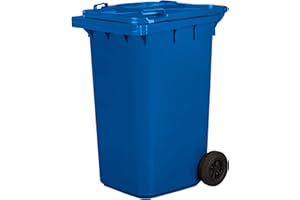 Jestic Mülltonne 120 240 mit leisen Gummirädern, für Mülltrennung, Recycling innen und außen, EN840, 240 l, Blau