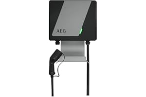 AEG Wallbox WB 22 FI, Charging Station for Electric/Hybrid Cars, 22 kW 400 V, with FI Switch Type B, 3-Phase, 5 m Charging Cable, Type 2 Plug, IP 45, LED Status Indicator