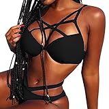 Moserian Damen Sexy Bademode Bikini Solid Bandage Rückenfreier Badeanzug Strandbadeanzug Set