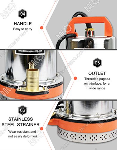 BACOENG DC 12V Elektrische Solar Tauchpumpe Wasser Brunnenpumpe für Bauernhof Weide 26FT - 5