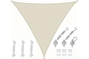 AMANKA 3x3x3 Toldo Parasol Impermeable - Vela de Sombra Triangular con Fijación INOX - Jardín Terraza