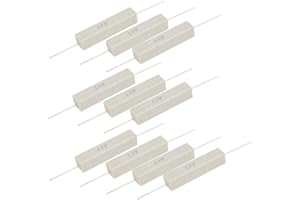 VIAGASAFAMIDO Resistore di cemento da 10 pezzi, ± 5% 10 W, resistenza alla potenza, componenti per circuiti stampati, resistenza al cemento induzione resistente alla fiamma(100R)