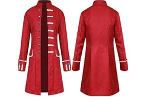 AMMICCO Steampunk Jacke Vintage Herren Kostüm Halloween Cosplay Vampir Gothic Mittelalter Bestickt Kostüm Erwachsene Steampunk Mantel