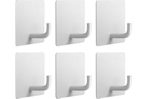 ATOYOGA Crochet Adhesifs Muraux, Set de 6 Porte Manteau Mural sans Percage, Crochet Salle de Bain en Acier Inoxydable, Résistant à l'Eau et Antirouille, Design Élégant et Moderne(Blanc)