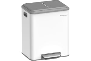SONGMICS Kökskorg, 30 L stålpedalfack, mjukt stängande lock | Soptunna, 41,7 x 33,2 x 49,4 cm, 2 inre hinkar, stay-öppen-funk