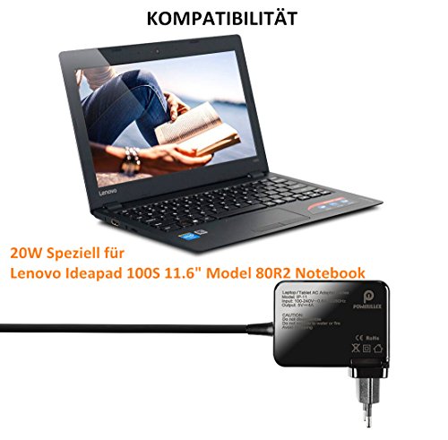 POWERILLEX 20W Ersatz Netzteil Laptop Ladegerät Adapter für Lenovo Ideapad 100 s 11.6” Modell 80R2 Notebook mit 5.5FT Netzkabel- PR-IP-11 - 2