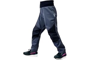 UNUO Kinder Softshell Hose Flexi mit Fleece Elastische Wasserabweisend und Winddichte Atmungsaktive Outdoorhose Funktionshose Freizeithose