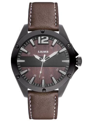 s.Oliver Herren-Armbanduhr XL Analog Quarz Leder SO-2828-LQ s.Oliver Herren-Armbanduhr XL Analog Quarz Leder SO-2828-LQ