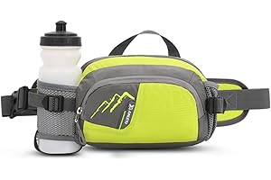 ROSSRORE Outdoor Unisex Waist Bag, Multi-Functional Fitness Running Water Bottle Waist Pack, Waterproof Chest Crossbody Bag, Hip Bag with Water Bottle Holder Yellow