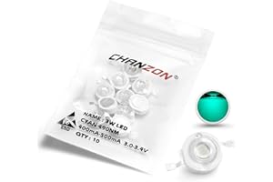 CHANZON 10 Stück High Power LED Chip on Board 3W Cyan (490nm/400mA - 500mA/DC 3V - 3.4V/3 Watt) Superhelle Intensität SMD COB Light Emitter Components Diode 3 W Bulb Lamp Beads DIY Lighting