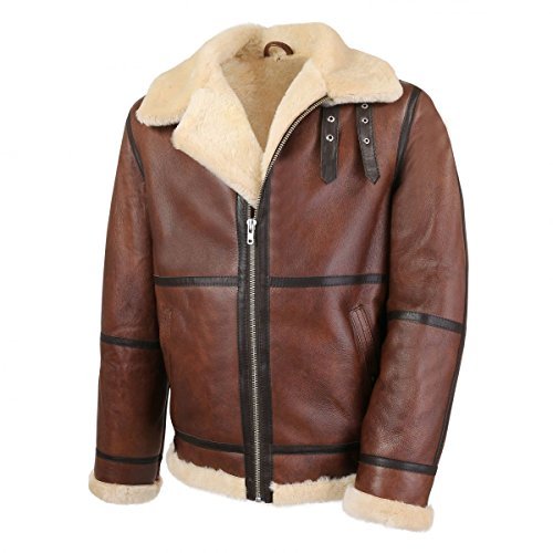 Bomberjacke - B9 Herren Lammfelljacke Winterjacke Gre L, Farbe Model 7 - Kastanie/Creme