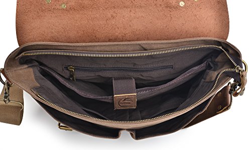 Gootium 21108BR Vintage Canvas Schultertasche Umh  ngetasche f  r Damen Herren  35 cm  9 5  l  braun