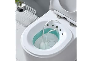 AGDLLYD AIITLLYNA Baños de Asiento/Bidet para Inodoro,Bidé Portatil Acoplable Inodoro Bidé Plegable Bidet Portatil para WC para Alivio Hemorroideal Pacientes Mujeres Embarazadas Ancianos (Blanco & Azul)