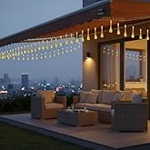Damla Şeklinde 50 Led G&uuml;neş Enerjili Bah&ccedil;e Balkon Aydınlatma 7 Metre ışık