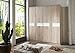 Produktbild Dreams4Home 4trg. Kleiderschrank 'Dorla' - Schrank, Drehtürenschrank, Schlafzimmerschrank, 4 Türen, 4 Einlegeböden, 1 Kleiderstange, Schlafzimmer, B/H/T: 180x198x58cm, Alpinweiß / Glas schwarz, San Remo Eiche / Glas weiß, Farbe:San Remo Eiche