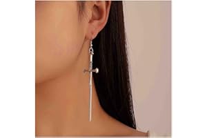Cimenexe Punk Sword Hook Earrings Silver Knife Dangle Earrings Gothic Sword Drop Earrings Retro Long Sword Earrings Jewelry for Women and Girls Gifts