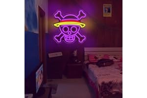 ‎PILOYINDE PILOYINDE One Piece Neon Schild Anime Ruffy LED Neonlicht Wanddekoration Lila One Piece Neon Schild Geeignet für Schlafzimmerdekoration Anime Led Schild Geeignet für Weihnachtsgeschenke Partydeko