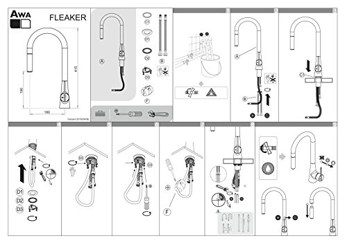 AWA – FLEAKER – Küchenarmatur – Spültischarmatur mit Geschirrbrause – Chrom - 7