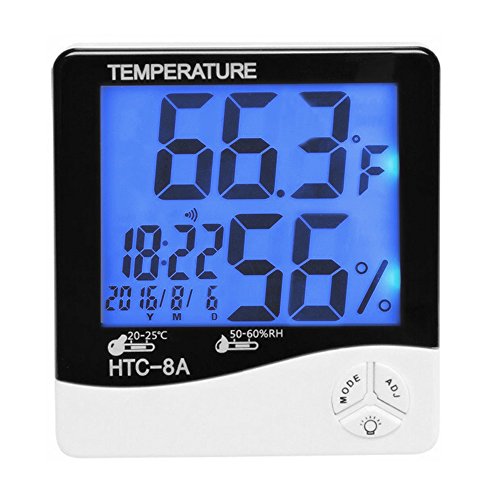 JESWELL 2 en 1 Visión Nocturna Termómetro Higrómetro Digital con Gran Pantalla de LCD para Uso en Interiores,Oficina, Casa