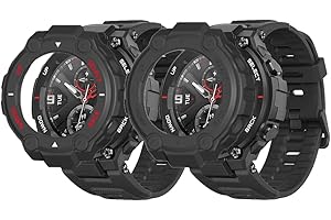 Niboow Okładka [2 sztuki] Kompatybilny z Amazfit T-Rex/T-Rex Pro, miękka ochrona Ultra Slim TPU Etui do Amazfit T-Rex/T-Rex Pro - Czarny + Czerwony