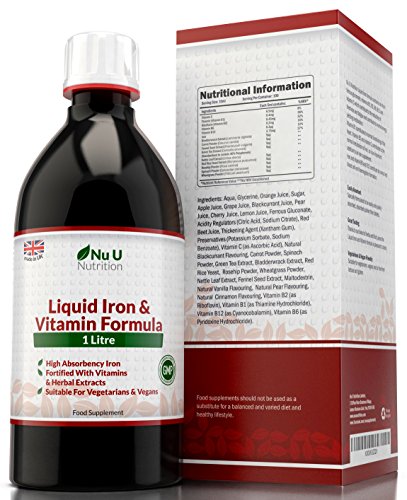Liquid Iron Supplement 1 Litre | 50 Day's Supply | Fortified with Vitamins and Herbal Extracts | Includes Vitamin B2, B6, B12 & Vitamin C | Great Tasting Vegetarian & Vegan Liquid Iron by Nu U Nutrition - Image 3