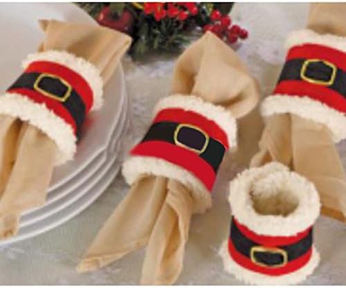 HAPPY ELEMENTS Christmas Napkin Rings Serviette Holder Party Banquet Dinner Table Decor 4pcs