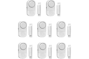 Fixget Pack of 8 Magnetic Door and Window Security Entry Alarm System WirelessMini Alarms Burglar Intruder Entry Warning Sensors White (Battery Included)