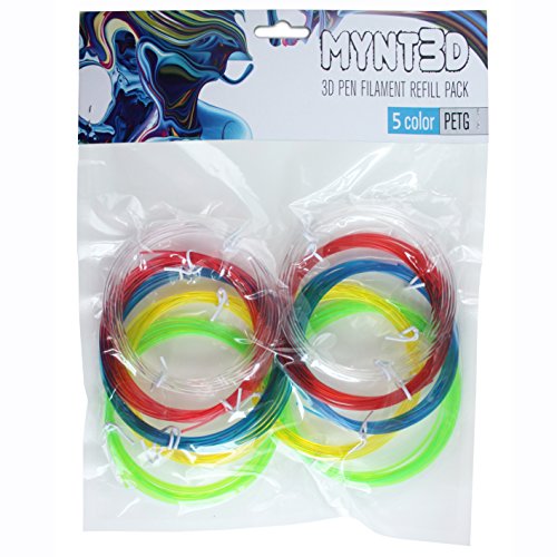 MYNT3D PETG Translucent 3D Pen Filament Refill Pack (5 color, 6m each)