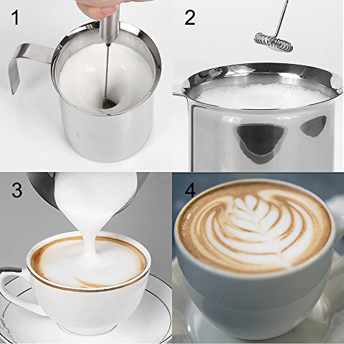 eSky24 Handheld Milchaufschäumer aus Edelstahl, Cremigster Milchschaum, leicht und stabil, silber - 5