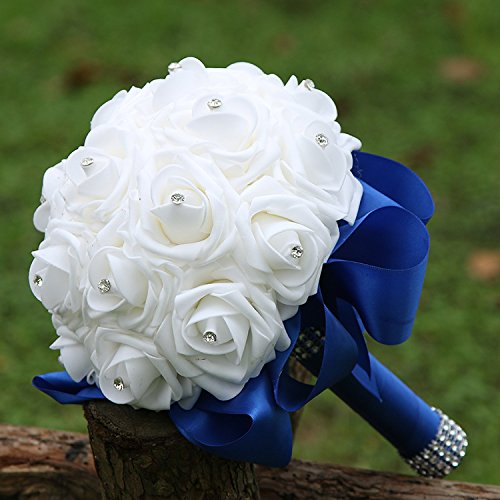 HUAYIFANG Bride'S Wedding Bouquet With Flower Wedding Decorations,Tiffany Blue