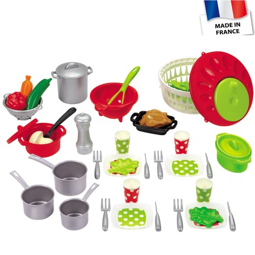 Preisvergleich Produktbild Ecoifffier Puppenservice mit Salatschleuder, Kochgeschirr und Spiellebensmittel