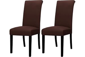 Lellen Dining Chair Covers Set of 2, Stretch Chair Covers Dining Chair Slipcovers Removable Washable Reusable Home & Kitchen Decor Protector Dining Room Chair Covers,Brown