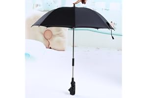 SOULONG Stroller Umbrella Bicycle Baby Umbrella holder Bracket Pram Swivel Connector Adjustable Length Angle Umbrella Stand Parasol UV Rays Rain Sun Canopy (Black)