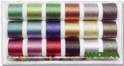 Madeira 8020 Metallic Supertwist Boîte fils à broder 18 bobines de 200 m