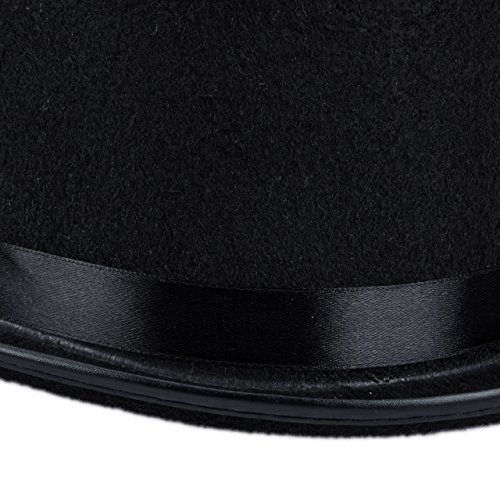 Relaxdays Zylinderhut schwarz, Fasching, Karneval, Zauberer, Einheitsgröße, max. Kopfumfang 59 cm, Gentleman, black - 4