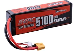 SUNPADOW 7,4V 2S Batería Lipo 70C 5100mAh Estuche Duro con XT60 para RC Afición a Buggy Vehículos Coche Camión Tanque Barco Carreras
