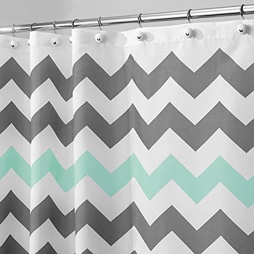 Maxmer Wave Line Pattern Shower Curtains with 12 Hooks Waterproof Mildewproof Fabric Classic Curtain 180 x 180 cm, Blue