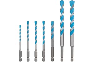Bosch 7x EXPERT HEX-9 Multi Construction Bohrer-Set (für Beton, Soft Ceramic Tiles, 4-12 mm, Professional Zubehör Schlagbohrer, Schrauber, Bohrmaschine)