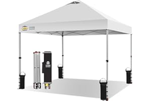CROWN SHADES Pop Up Gazebo 3m x 3m, Center Lock One Push Instant Pop Up Outdoor Canopy Tent, Heavy Duty Gazebo with Carry Bag, Bonus 8 Stakes and 4 Ropes, Grid White
