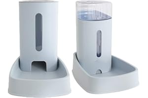 Vommpe Distributeur Chat Croquette et Eau pour Chien Amovible Distributeur Eau pour Chiens/Chats (Bleu, 2pcs)