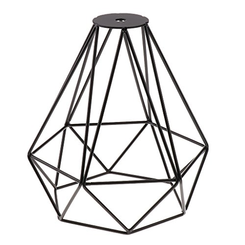 MagiDeal Vintage Metall Diamant Form Anhänger Deckenleuchte Lampe Käfig Lampenschirm Dekor - Schwarz