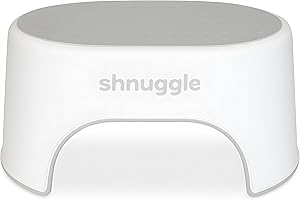 Shnuggle Sturdy Step Stool | Helps Toddlers in the Bathroom | Non-Slip Toilet Step in White and Grey for Kids | Multiuse Step for Toddler Potty Training