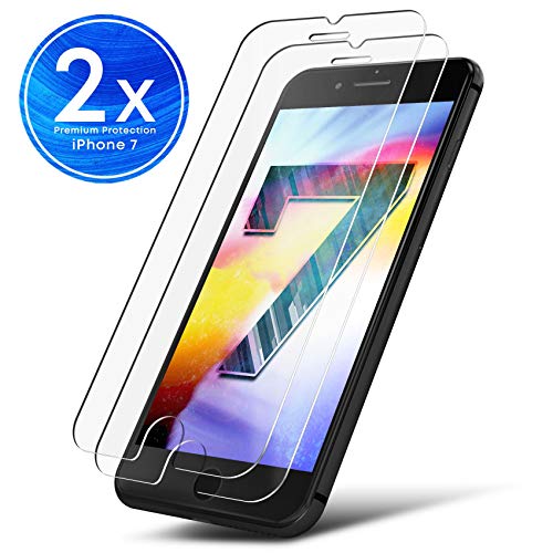 UTECTION 2X Protector de Pantalla para Apple iPhone 7 - Vidrio Templado 9H Crystal Clear - Máxima protección Anti-Golpes - Sin Burbujas Cristal blindado Transparente