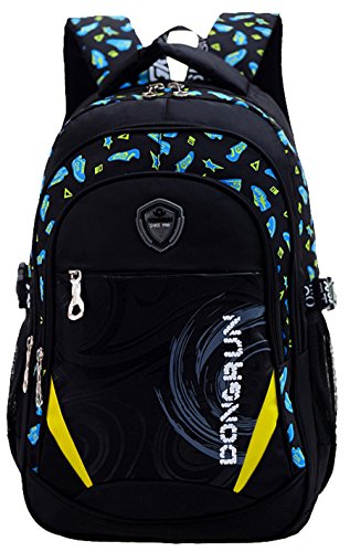 Geek-M Sac à Dos Cartable Scolaire pour Enfants Nylon Scolaire Sac (noir)