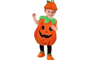 TOPGROWTH ACCESSORIO Halloween Costume Zucca Bimbo Tutina Tutine Neonato Invernali Completo di Halloween Bambina Tutina Pagliacetto Bambino Neonata Unisex Body Vestito Halloween Neonati Vestito da Carnevale