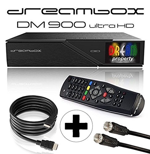 Dreambox DM900 UHD 4K 1x DVB-S2 Dual Tuner E2 Linux PVR Receiver (inkl. gratis Kabelset: 1x HDMI Kabel + 1x 1,5m SAT Anschlusskabel) schwarz
