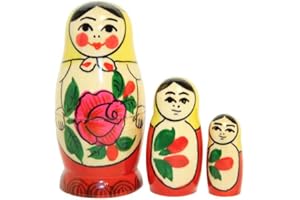 RUKAUF Semenovskaya Matryoshka Matryoshka Babushka - Muñeca de madera (3 unidades, 7 cm)